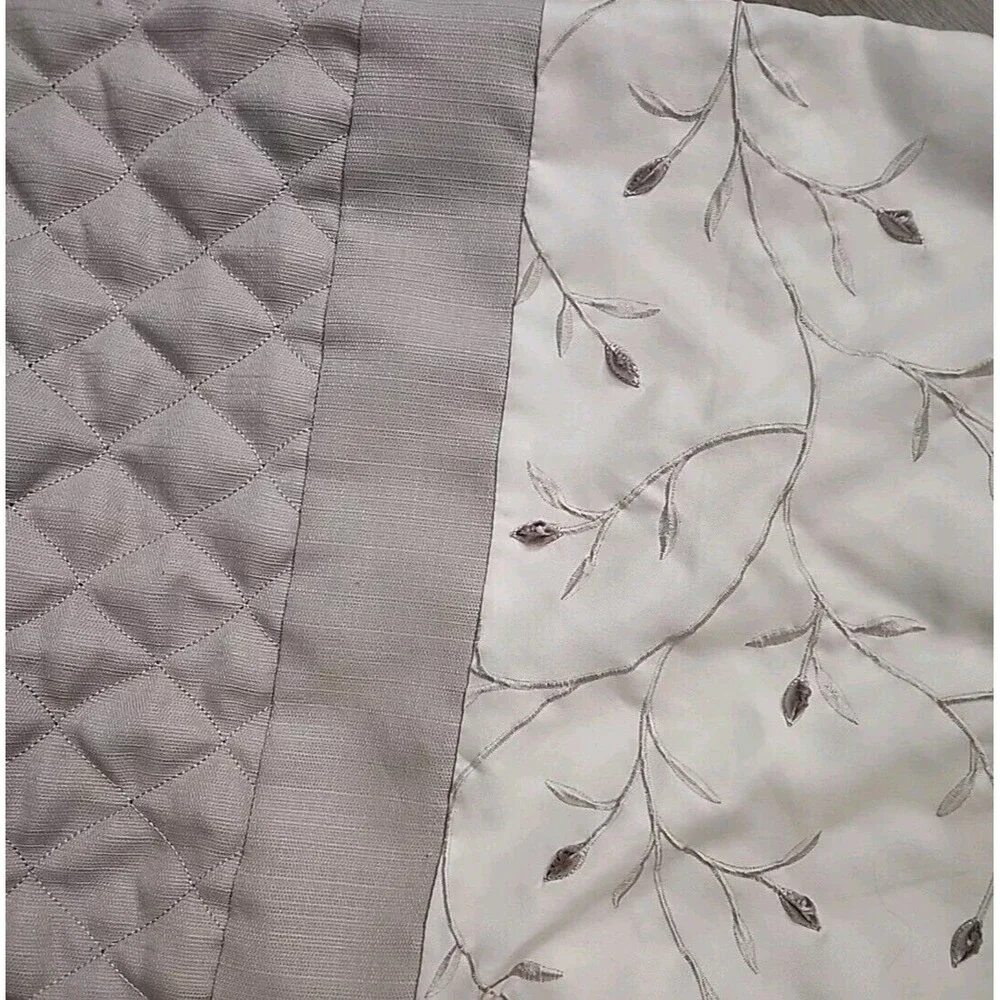Pillow Covers White Brown Embroidered Quilted 20x26 Standard Pillowcase